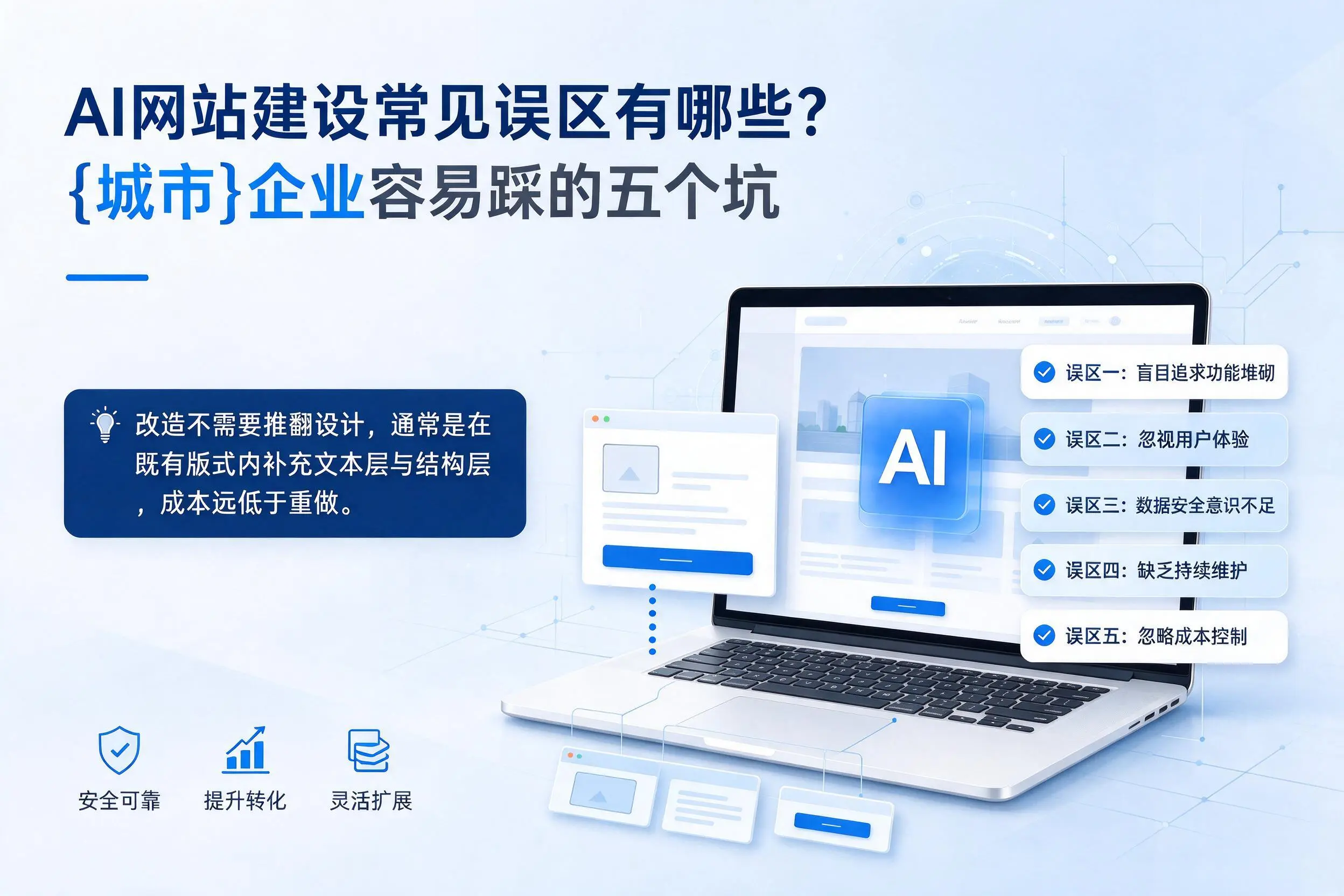 AI网站建设常见误区有哪些？绵阳企业容易踩的五个坑